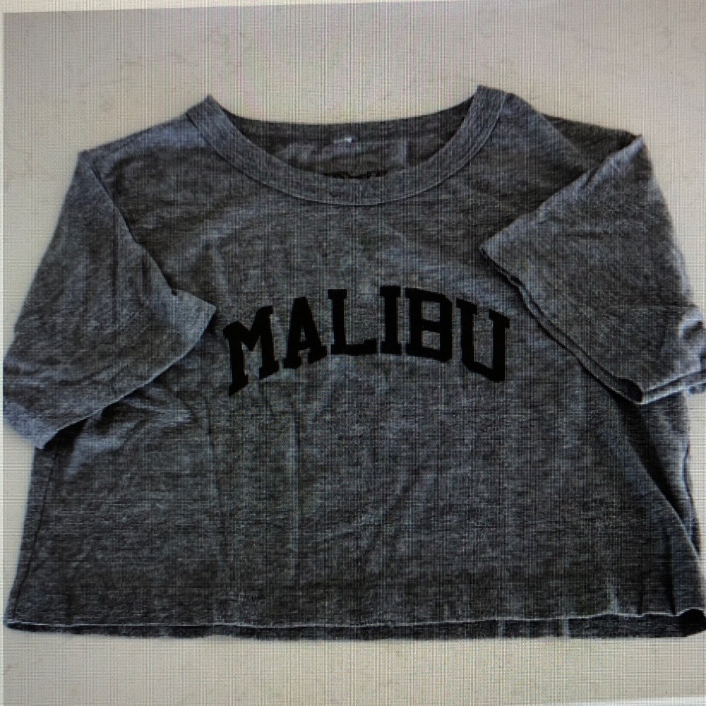 Gray 'MALIBU' Cropped Tee